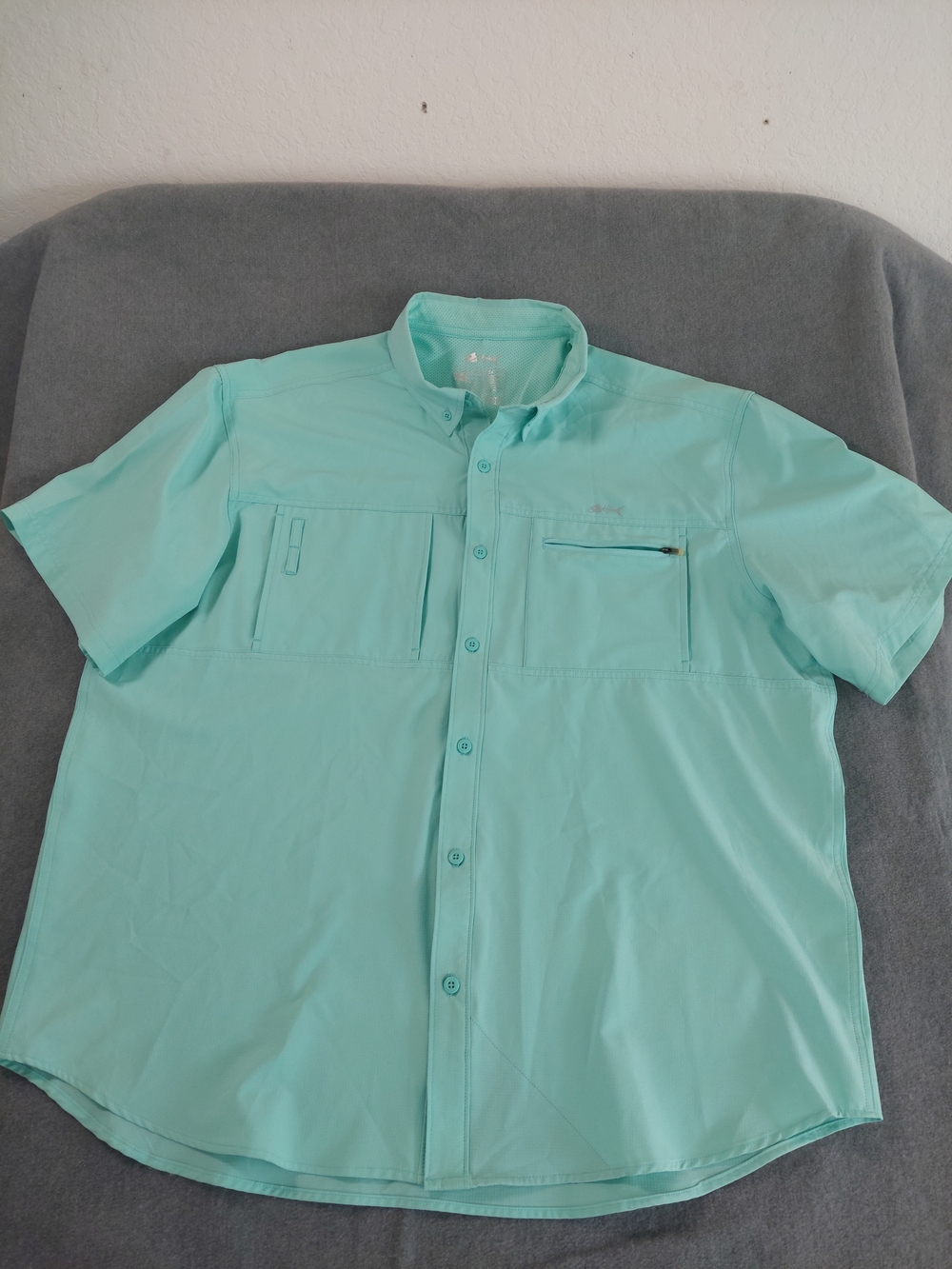 Silver Bait Men's XXL Fishing Shirt Short Sleeve Vented Performance Mint Green - Picture 2 of 5